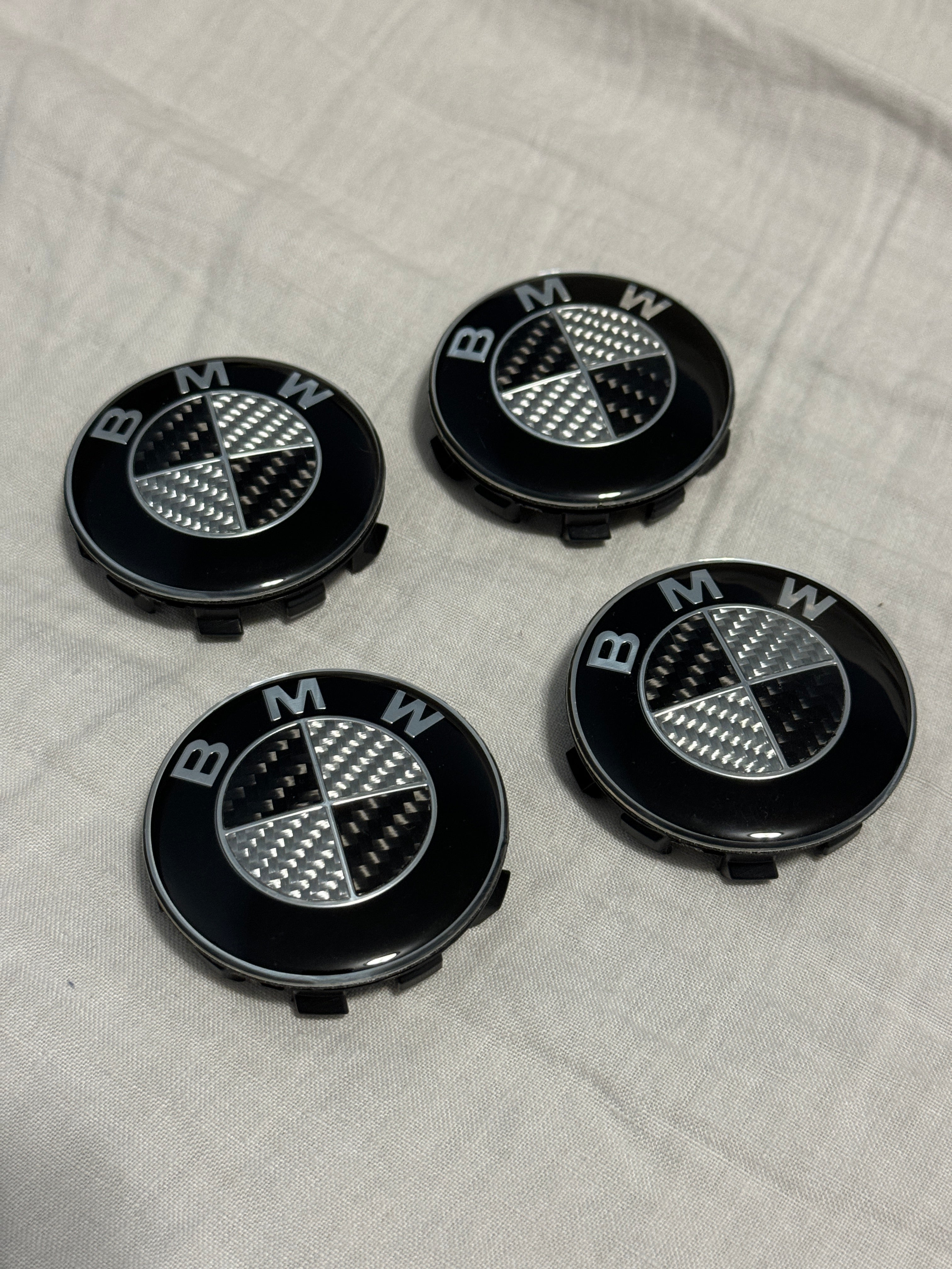 BMW Black & White Carbon Fiber Emblem Replacement Set (7 Piece)