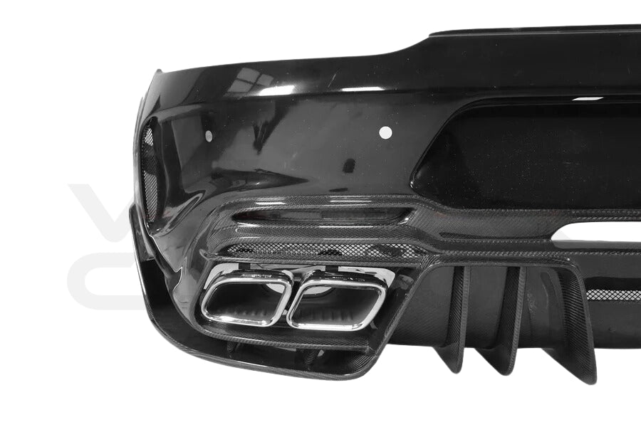 Partial Carbon Fiber I2 Style Rear Bumper w/ Exhaust Tips - Mercedes Benz AMG GT/GTS (2015-2021)