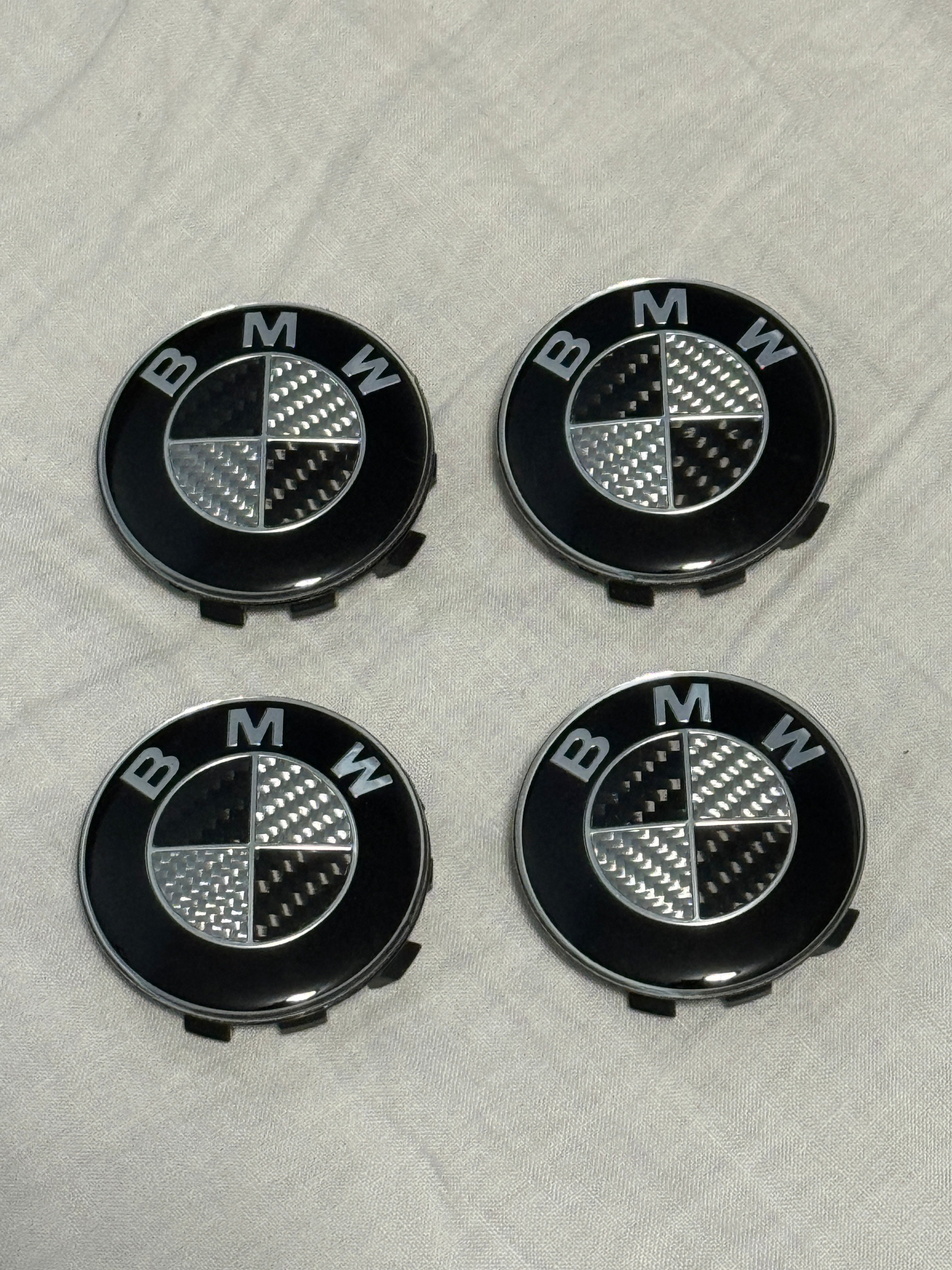 BMW Black & White Carbon Fiber Emblem Replacement Set (7 Piece)