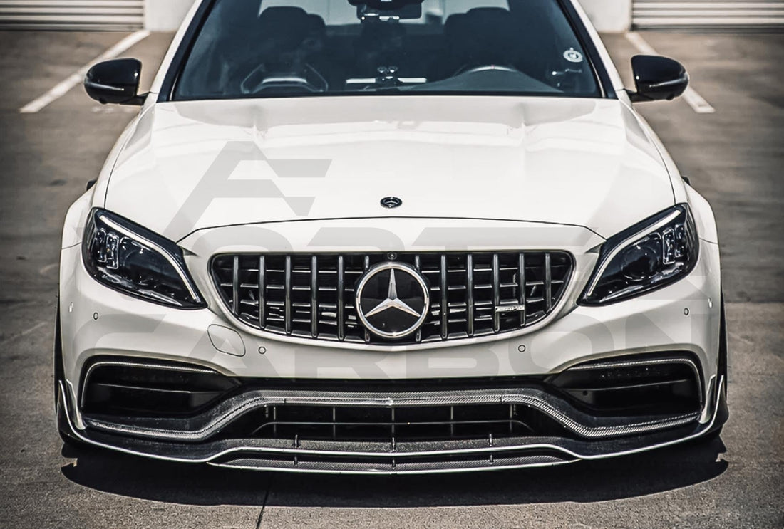 Carbon Fiber B Style Front Lip Mercedes Benz W205 C63/S AMG Sedan (2015 2021) 1
