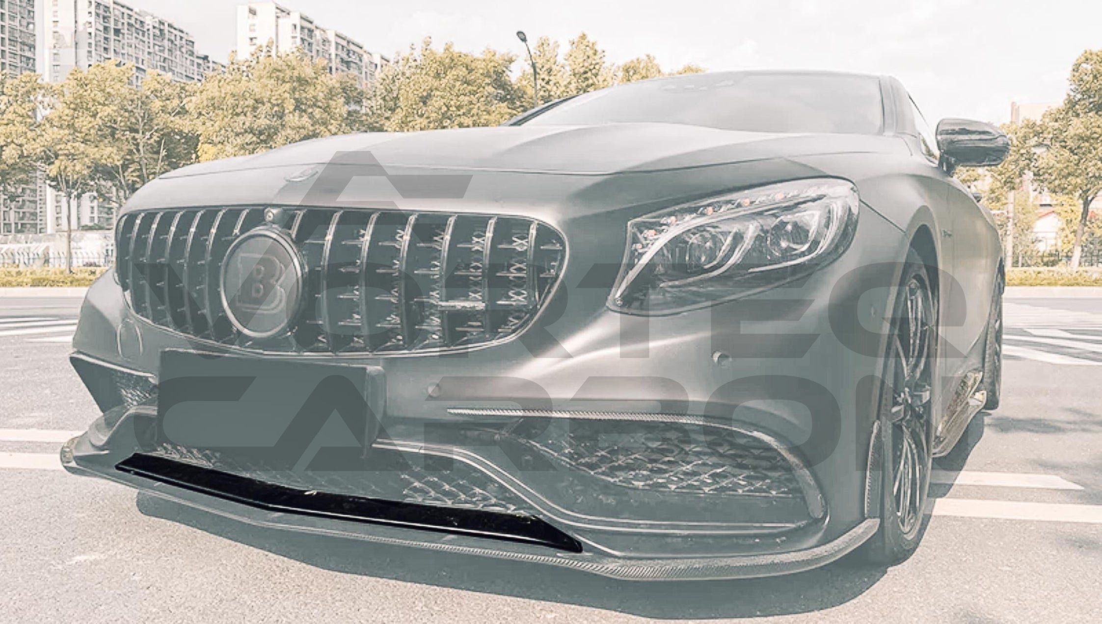 Carbon Fiber Lower Front Bumper Center Lip Trim Mercedes Benz C217 S63/S65 AMG Coupe (2014 2017)