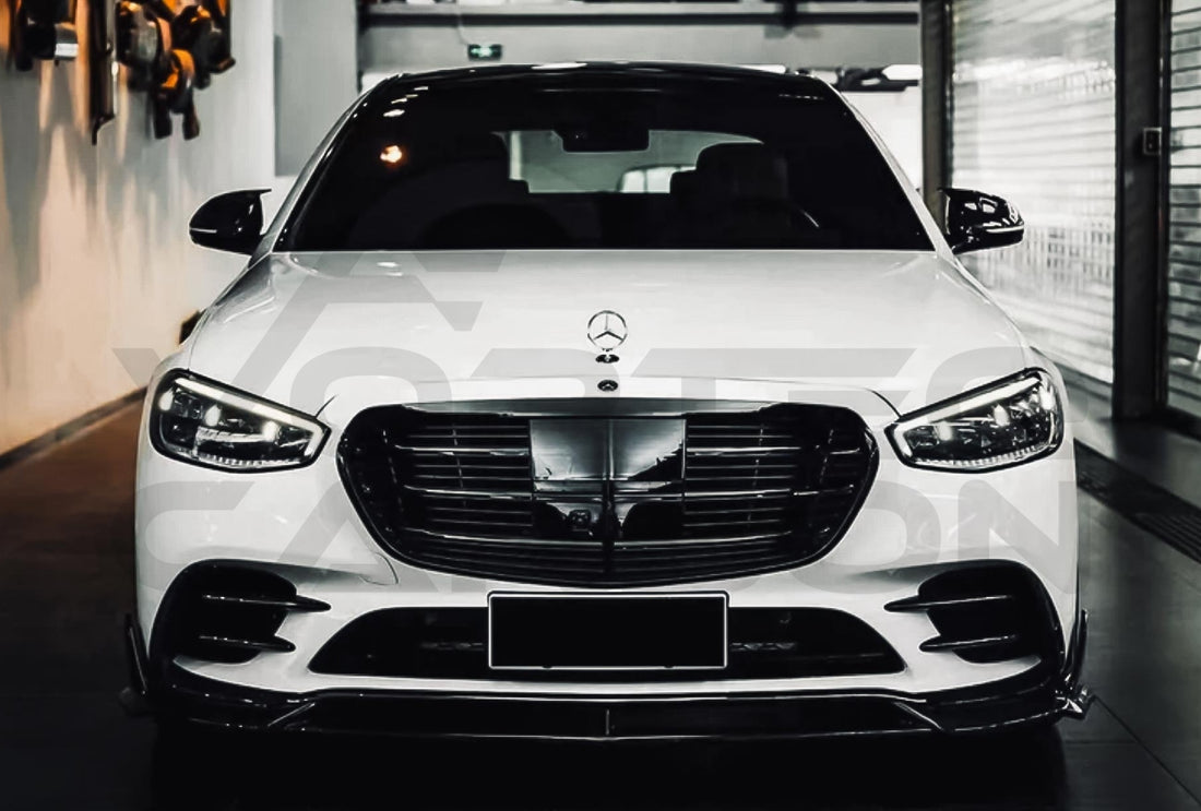 Carbon Fiber M Style Front Lip Mercedes Benz S Class W223 4Matic Sedan (2021 2024)