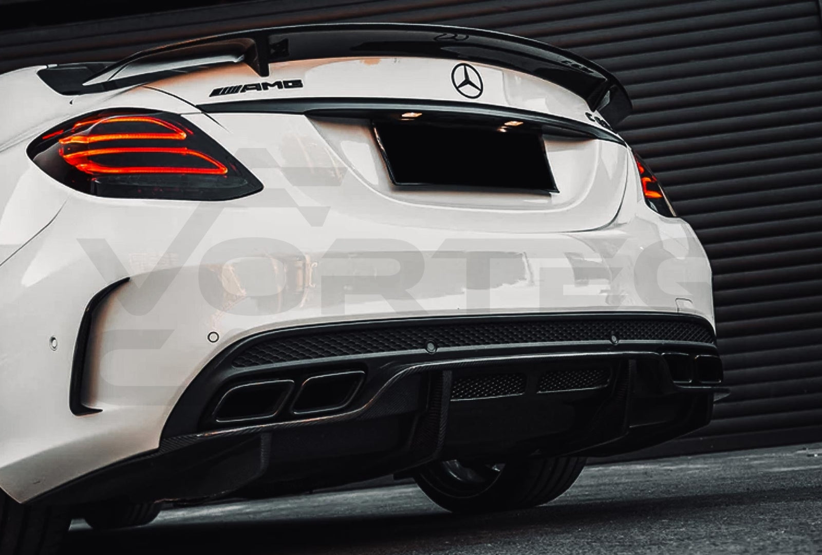 Carbon Fiber P Style Rear Diffuser Mercedes Benz W205 C63/S AMG Sedan (2015 2021)