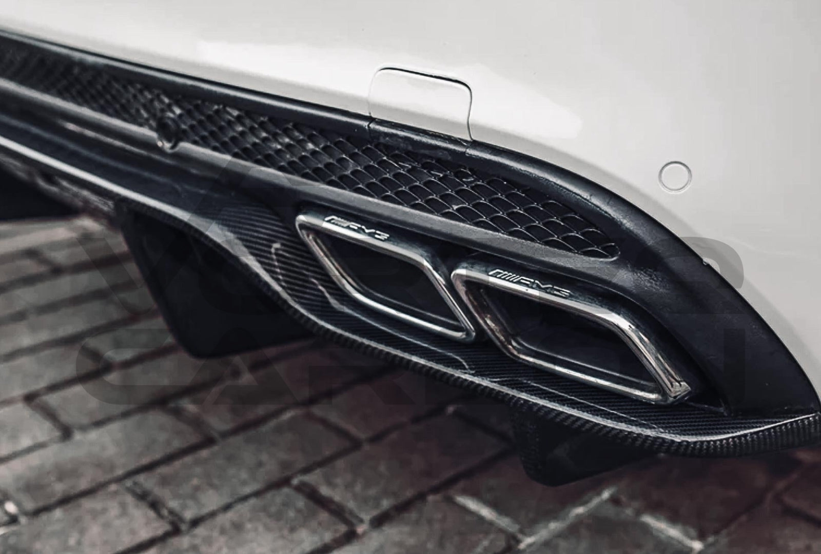 Carbon Fiber P Style Rear Diffuser Mercedes Benz W205 C63/S AMG Sedan (2015 2021) 1