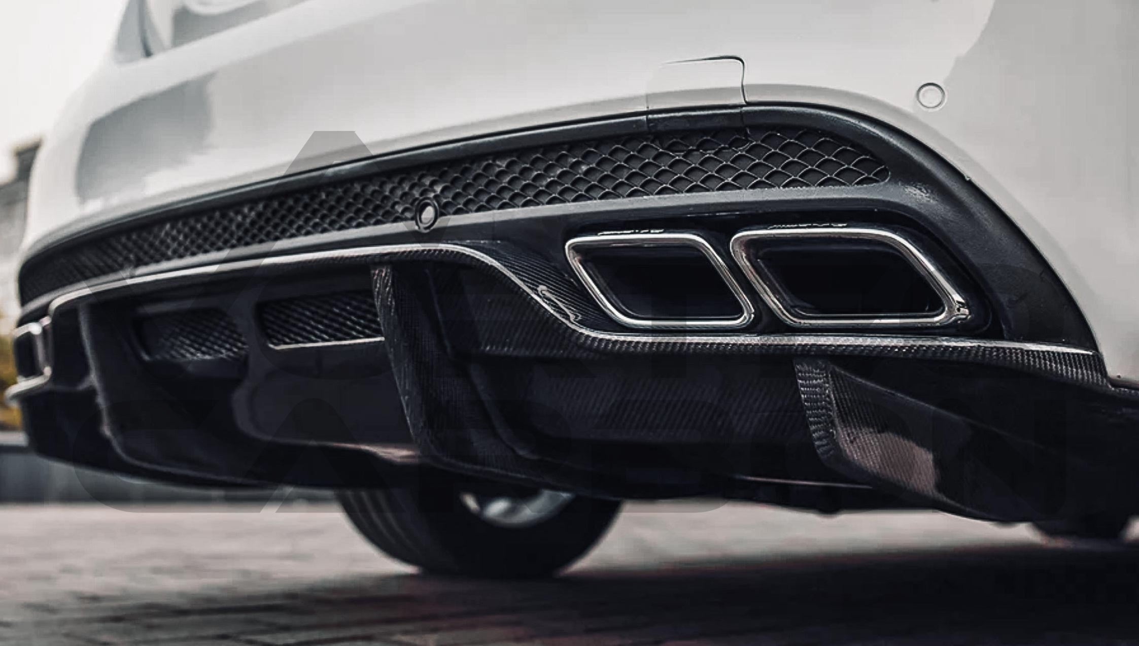 Carbon Fiber P Style Rear Diffuser Mercedes Benz W205 C63/S AMG Sedan (2015 2021) 2