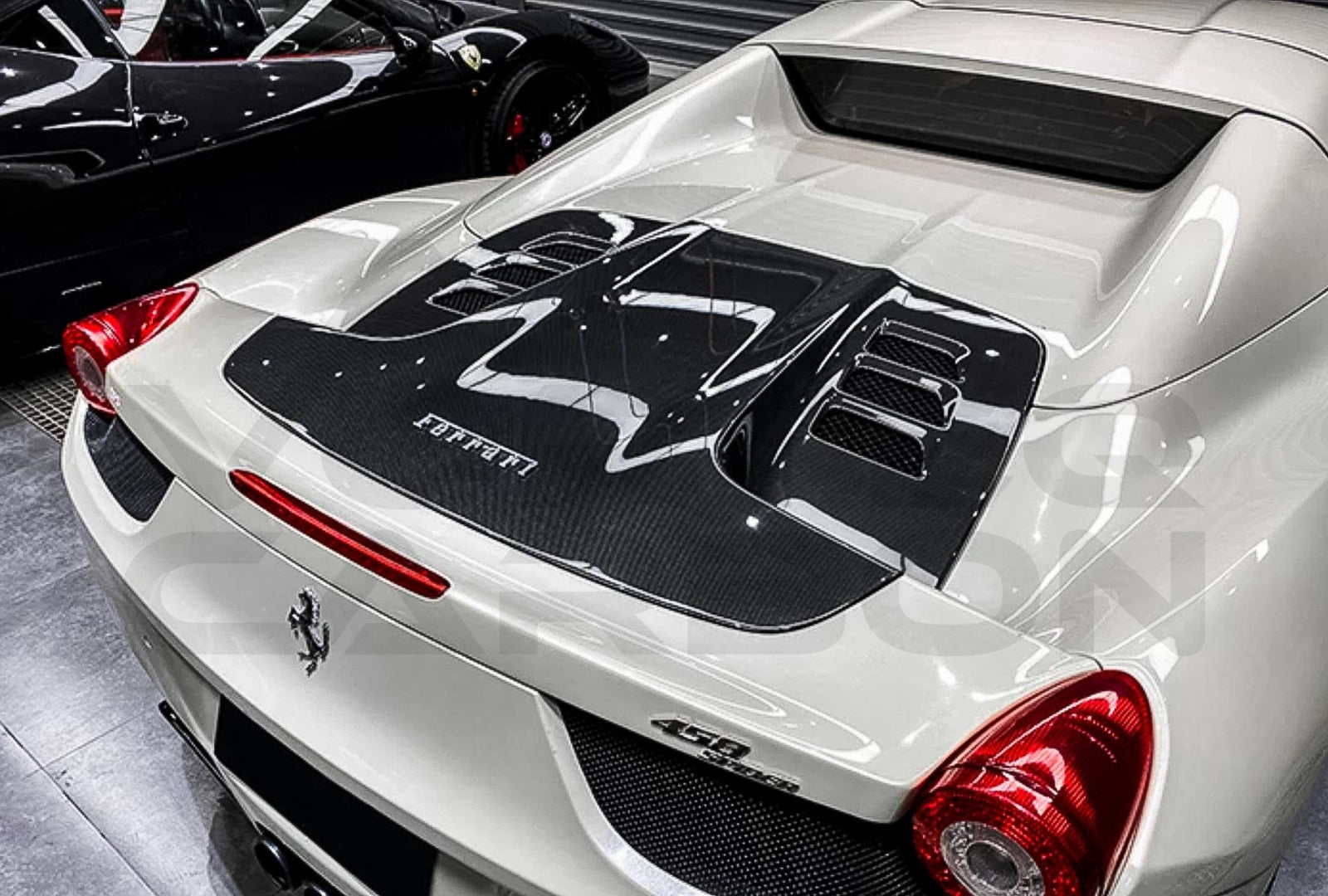 Carbon Fiber Rear Engine Hood Replacement Ferrari 458 Spyder (2011 2015)
