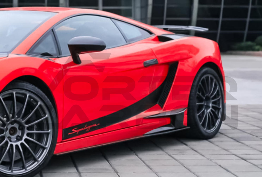 Carbon Fiber Side Skirt Extender Overlays Lamborghini Gallardo (2004 2014)