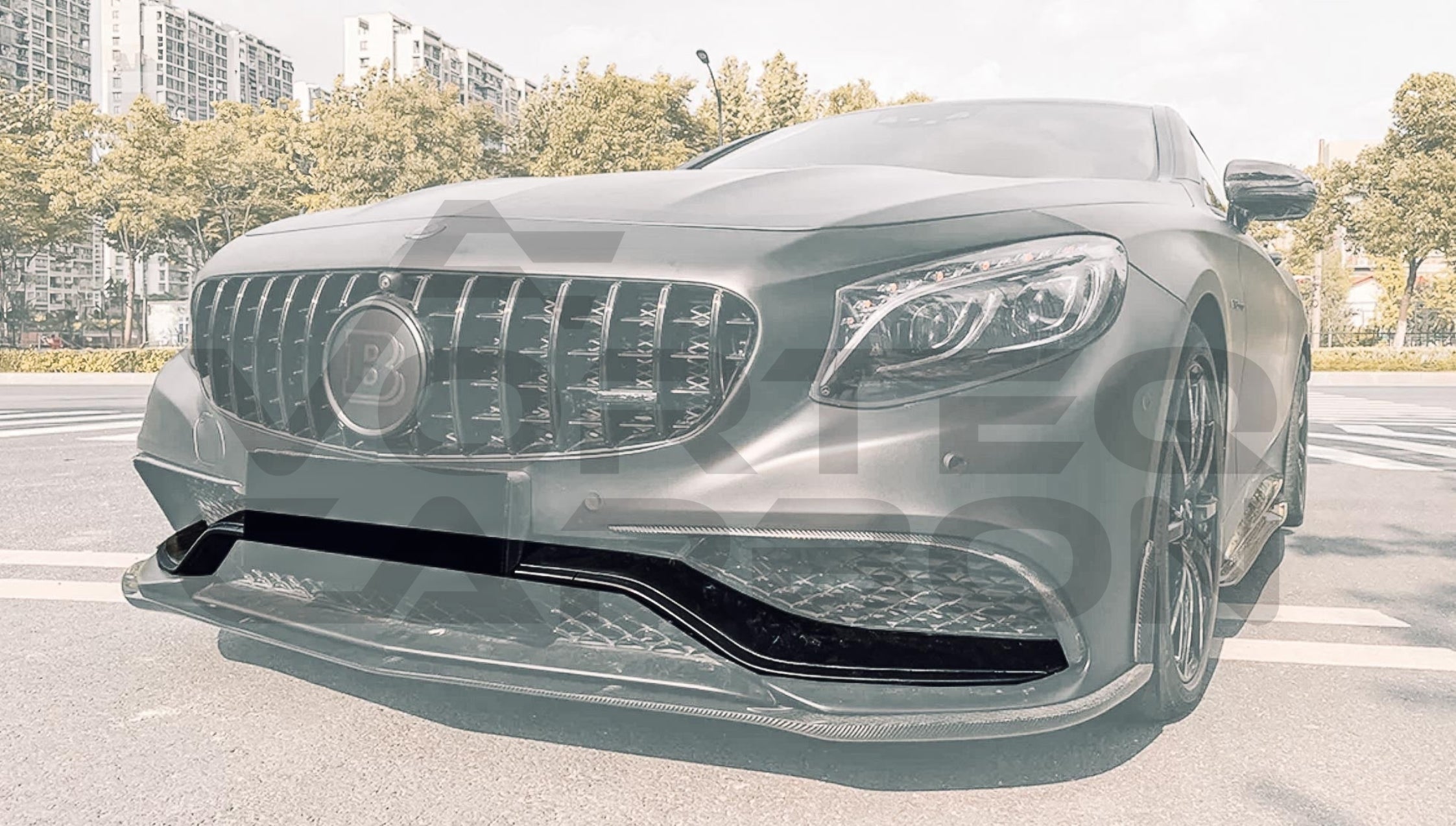Carbon Fiber Upper Front Bumper Center Lip Trim Mercedes Benz C217 S63/S65 AMG Coupe (2014 2017)