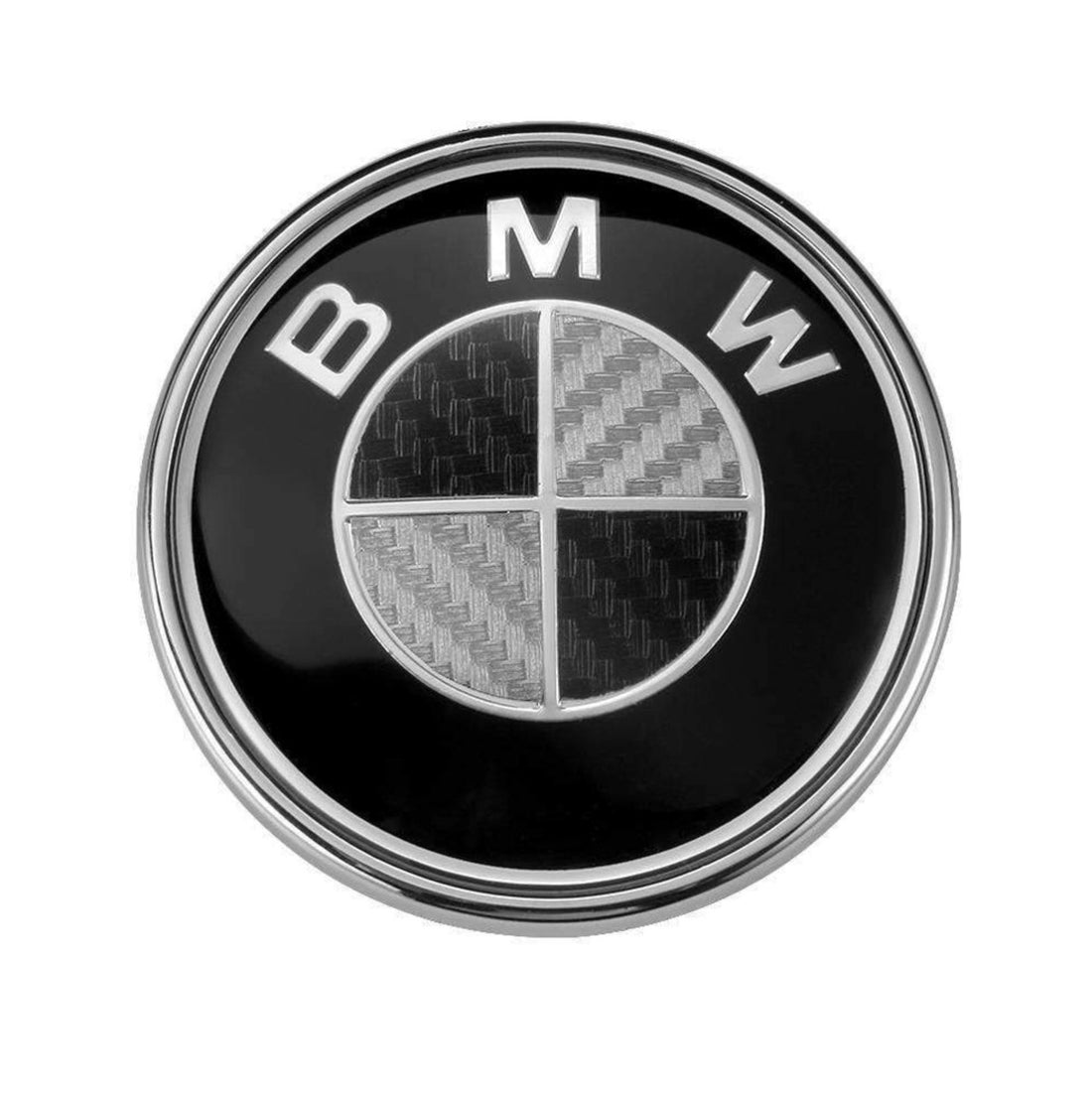 BMW Black & White Carbon Fiber Wheel Emblem Replacement Set (4 Piece)