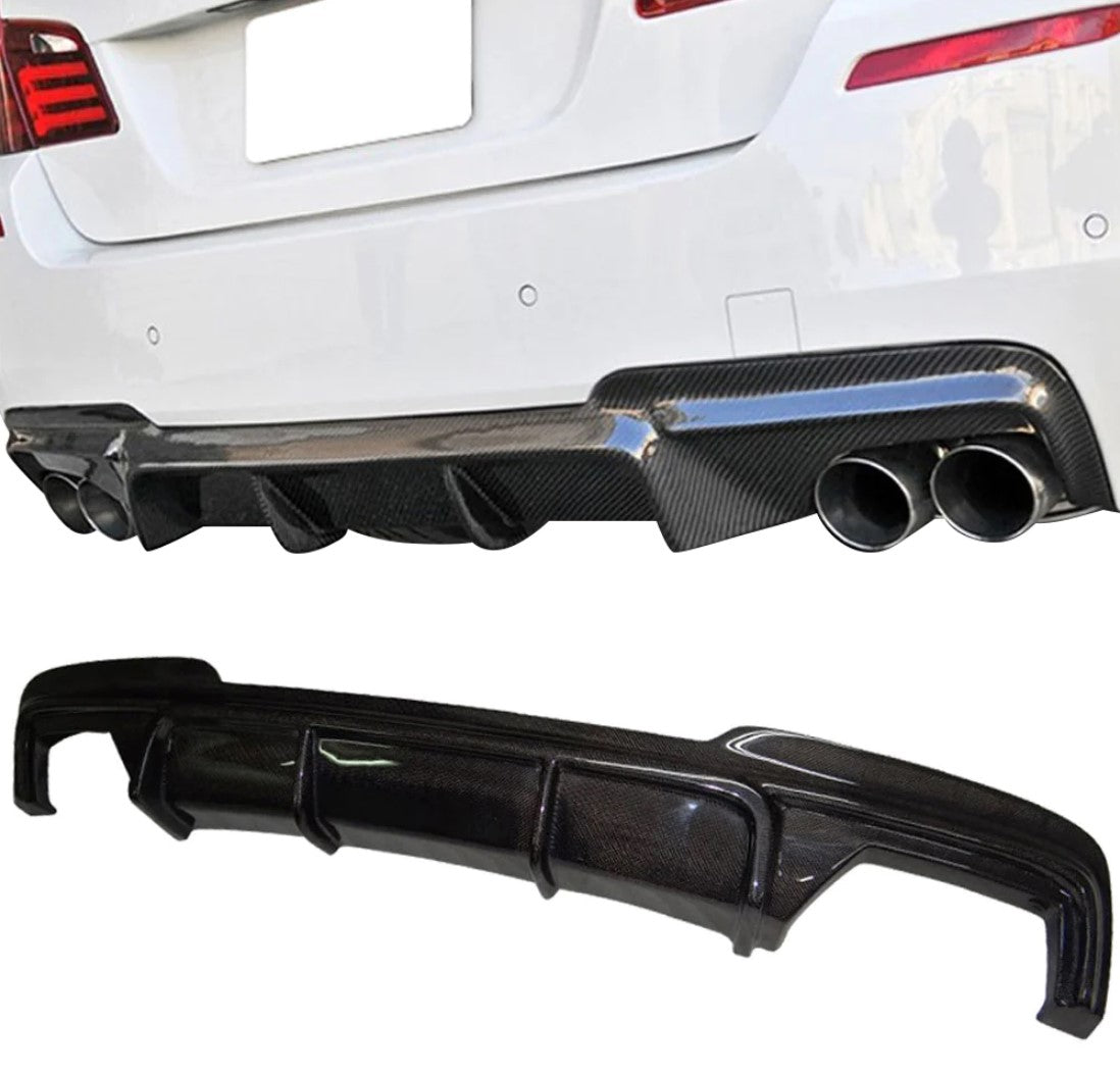 Carbon Fiber V Style Rear Diffuser (Quad Tips) - BMW 5 Series F10 (M-Sport)