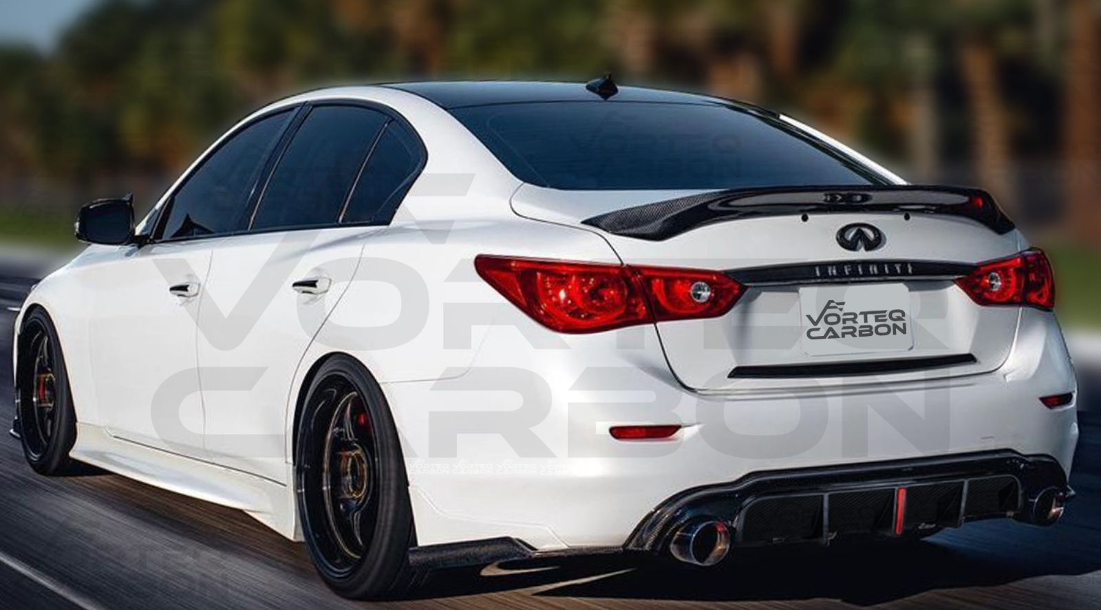 2014-2017 Infiniti Q50 Carbon Fiber Brake Light LED Rear Diffuser