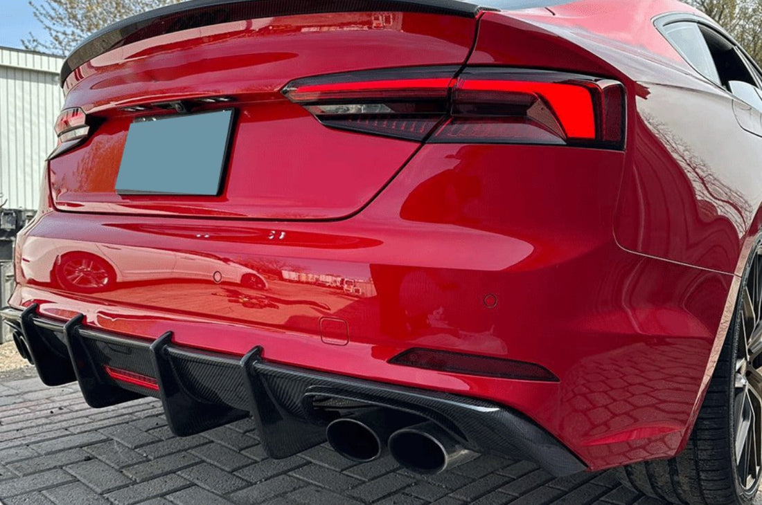 Carbon Fiber F1 LED K Style Rear Diffuser - Audi A3 S-Line / S3 Sedan 8V (2017-2020)