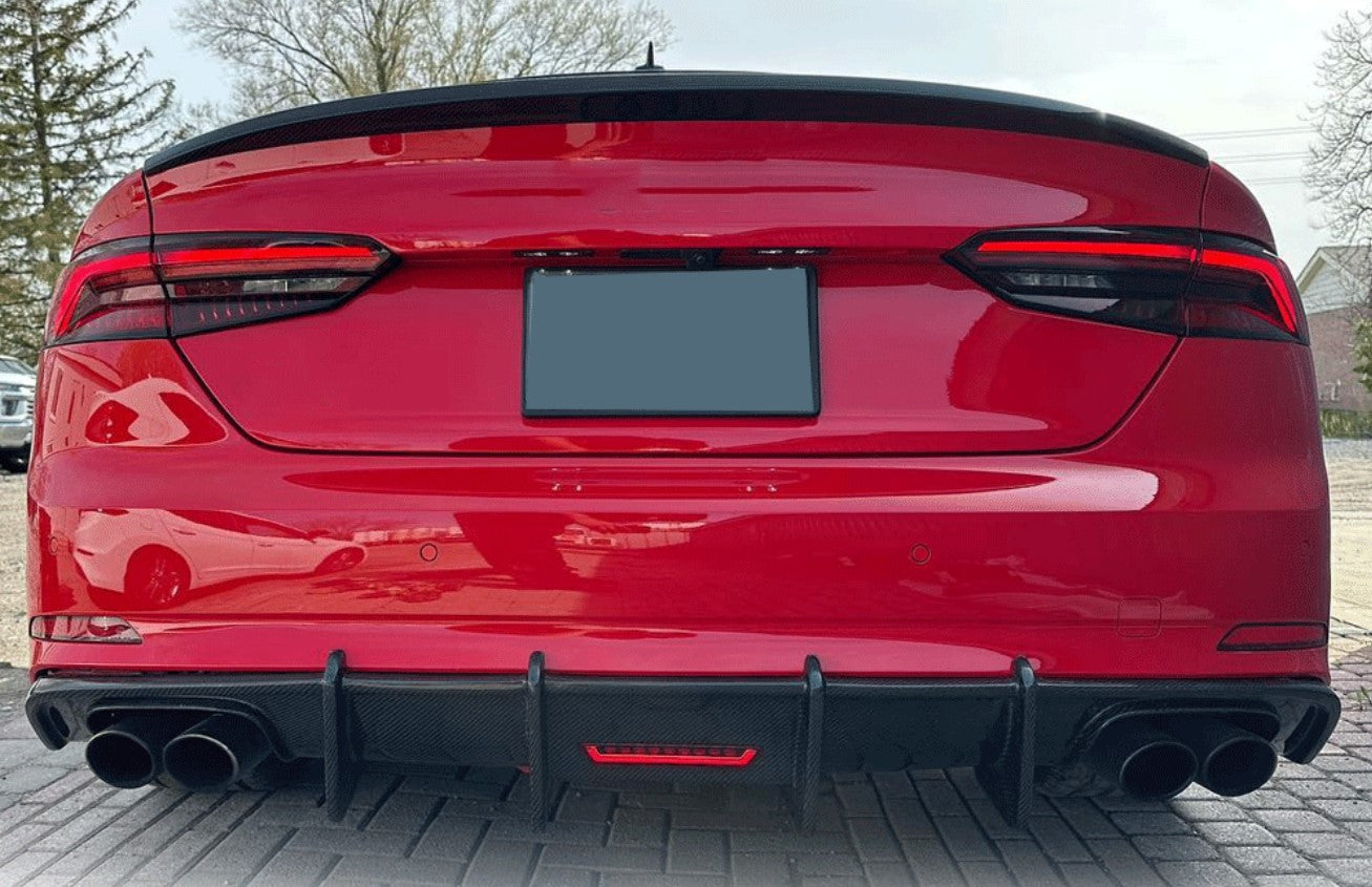 Carbon Fiber F1 LED K Style Rear Diffuser - Audi A3 S-Line / S3 Sedan 8V (2017-2020)