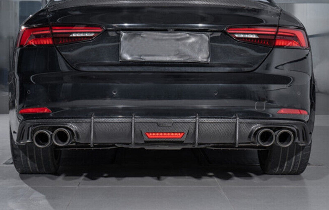 Carbon Fiber F1 LED K Style Rear Diffuser - Audi A5 S-Line / S5 B9 Coupe (2017-2019)