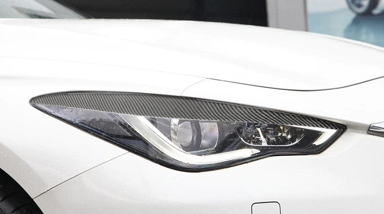 Carbon Fiber Headlight Eyelid Eyebrow - Infiniti Q60