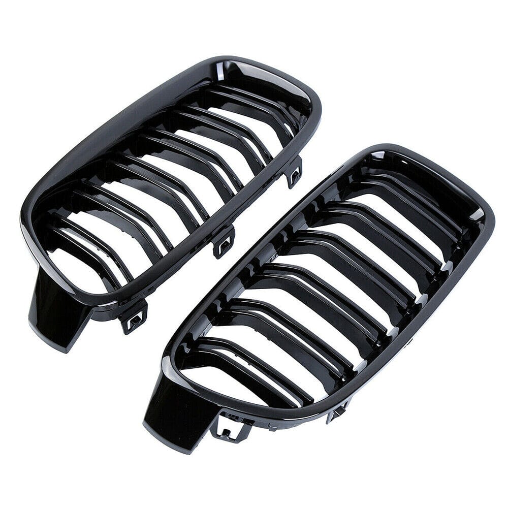 Gloss Black Front Kidney Grilles (Dual Slat) - BMW F32 F33 F36