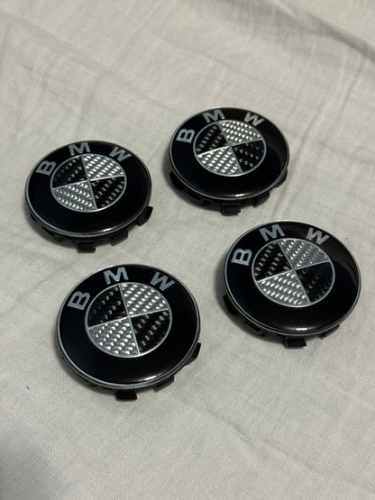 BMW Black &amp; White Carbon Fiber Emblem Replacement Set (7 Piece)