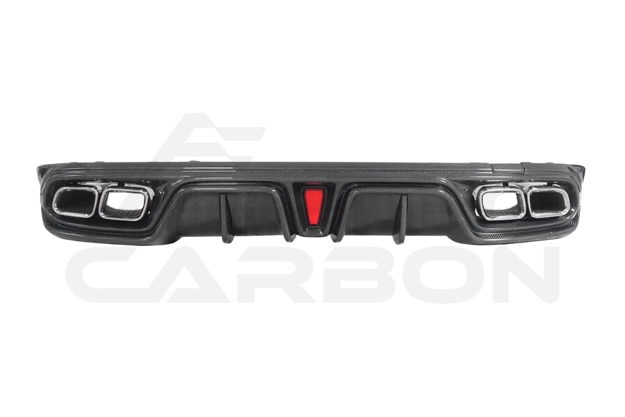 Carbon Fiber I Style Rear Diffuser w/ Reflectors &amp; Exhaust Tips - Mercedes Benz AMG GT50 GT53 GT43 4 Door Coupe X290 (2019-2024)