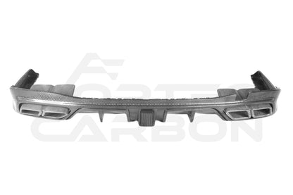 Carbon Fiber M Style Rear Diffuser w/ LED &amp; Exhaust Tips - Mercedes Benz S Class W223 Sedan (2021-2024)