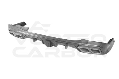Carbon Fiber M Style Rear Diffuser w/ LED &amp; Exhaust Tips - Mercedes Benz S Class W223 Sedan (2021-2024)