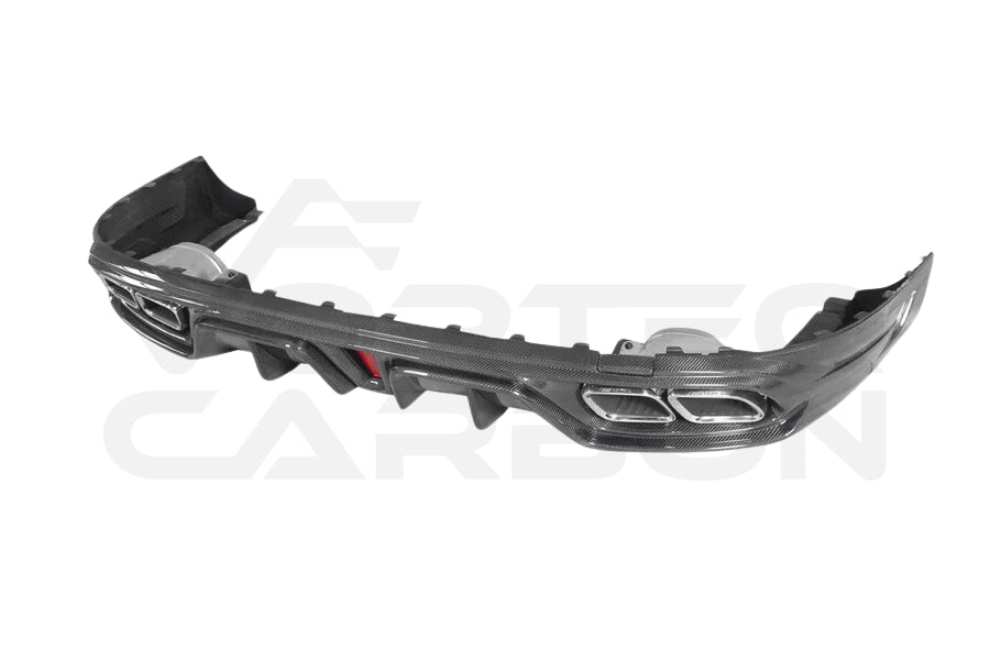 Carbon Fiber I Style Rear Diffuser w/ Reflectors &amp; Exhaust Tips - Mercedes Benz AMG GT50 GT53 GT43 4 Door Coupe X290 (2019-2024)