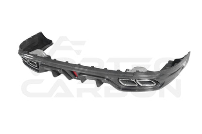 Carbon Fiber I Style Rear Diffuser w/ Reflectors &amp; Exhaust Tips - Mercedes Benz AMG GT50 GT53 GT43 4 Door Coupe X290 (2019-2024)
