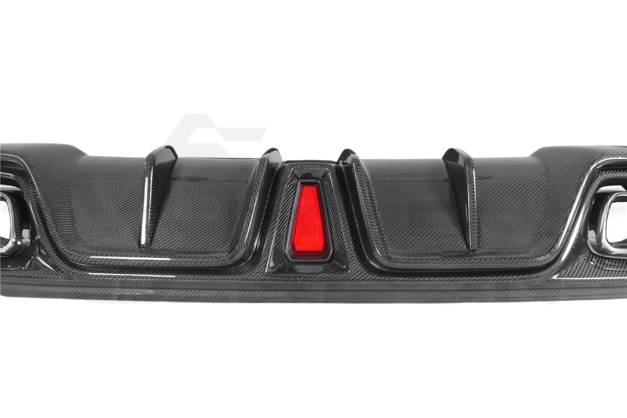 Carbon Fiber I Style Rear Diffuser w/ Reflectors &amp; Exhaust Tips - Mercedes Benz AMG GT50 GT53 GT43 4 Door Coupe X290 (2019-2024)