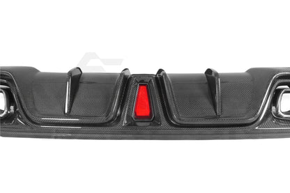 Carbon Fiber I Style Rear Diffuser w/ Reflectors &amp; Exhaust Tips - Mercedes Benz AMG GT50 GT53 GT43 4 Door Coupe X290 (2019-2024)