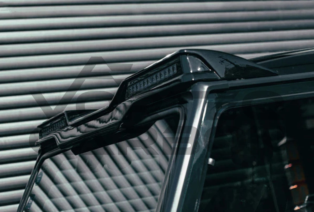 Carbon Fiber Front Roof Spoiler LED (V1) Mercedes W463 G Class Wagon (2006 2018).