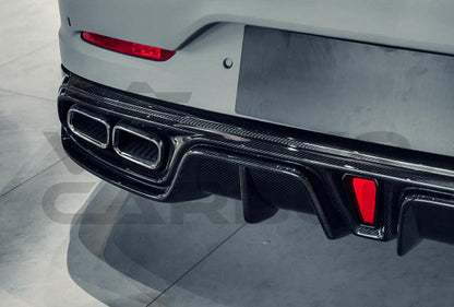 Carbon Fiber I Style Rear Diffuser w/ Reflectors &amp; Exhaust Tips Mercedes Benz AMG GT50 GT53 GT43 4 Door Coupe X290 (2019 2024) 1