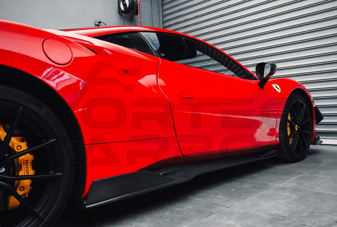 Carbon Fiber I Style Side Skirts Ferrari 488 GTB/Spyder (2015 2020).
