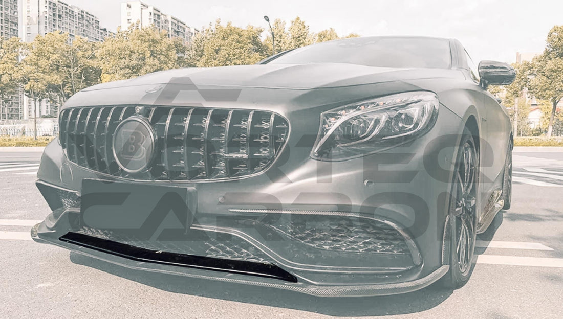 Carbon Fiber Lower Front Bumper Center Lip Trim Mercedes Benz C217 S63/S65 AMG Coupe (2014 2017)