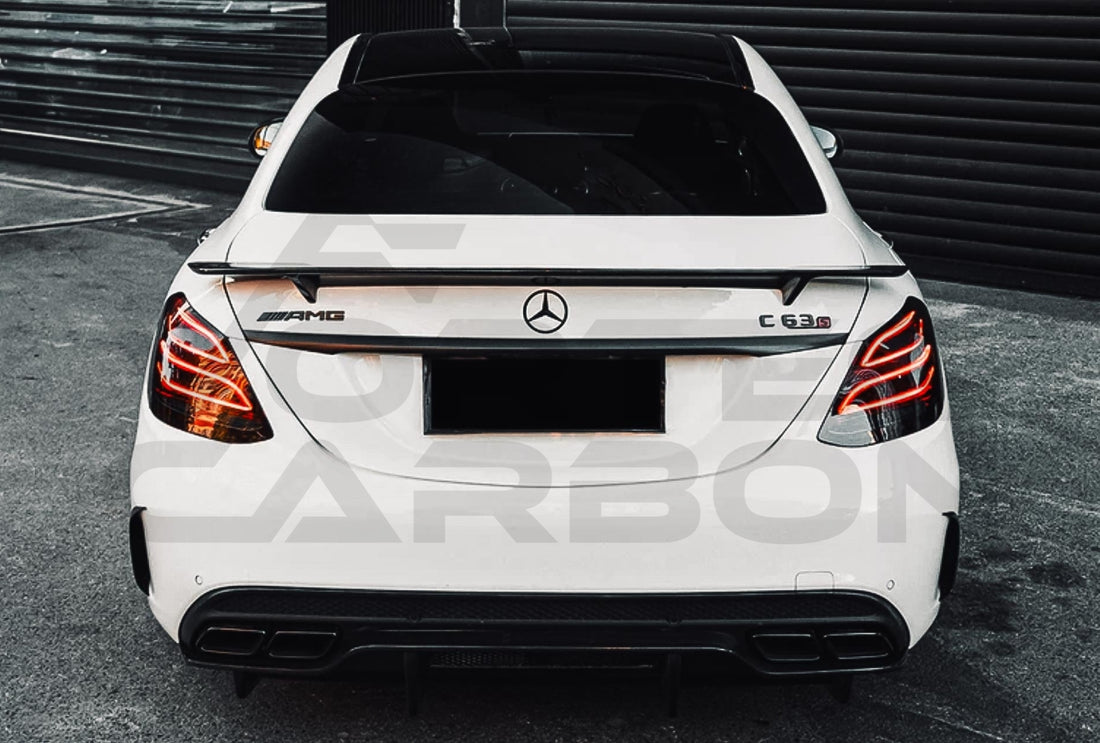 Carbon Fiber P Style Rear Diffuser Mercedes Benz W205 C63/S AMG Sedan (2015 2021).