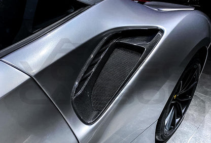 Carbon Fiber Pista Style Quarter Panel Side Vent Scoops Ferrari 488 GTB &amp; Spyder (2015 2020)