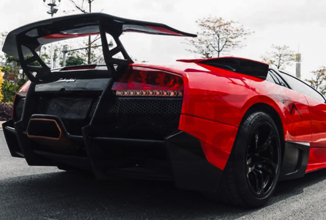 Partial Carbon Fiber SV Style Rear Bumper &amp; Wing Lamborghini Murcielago (2001 2010)