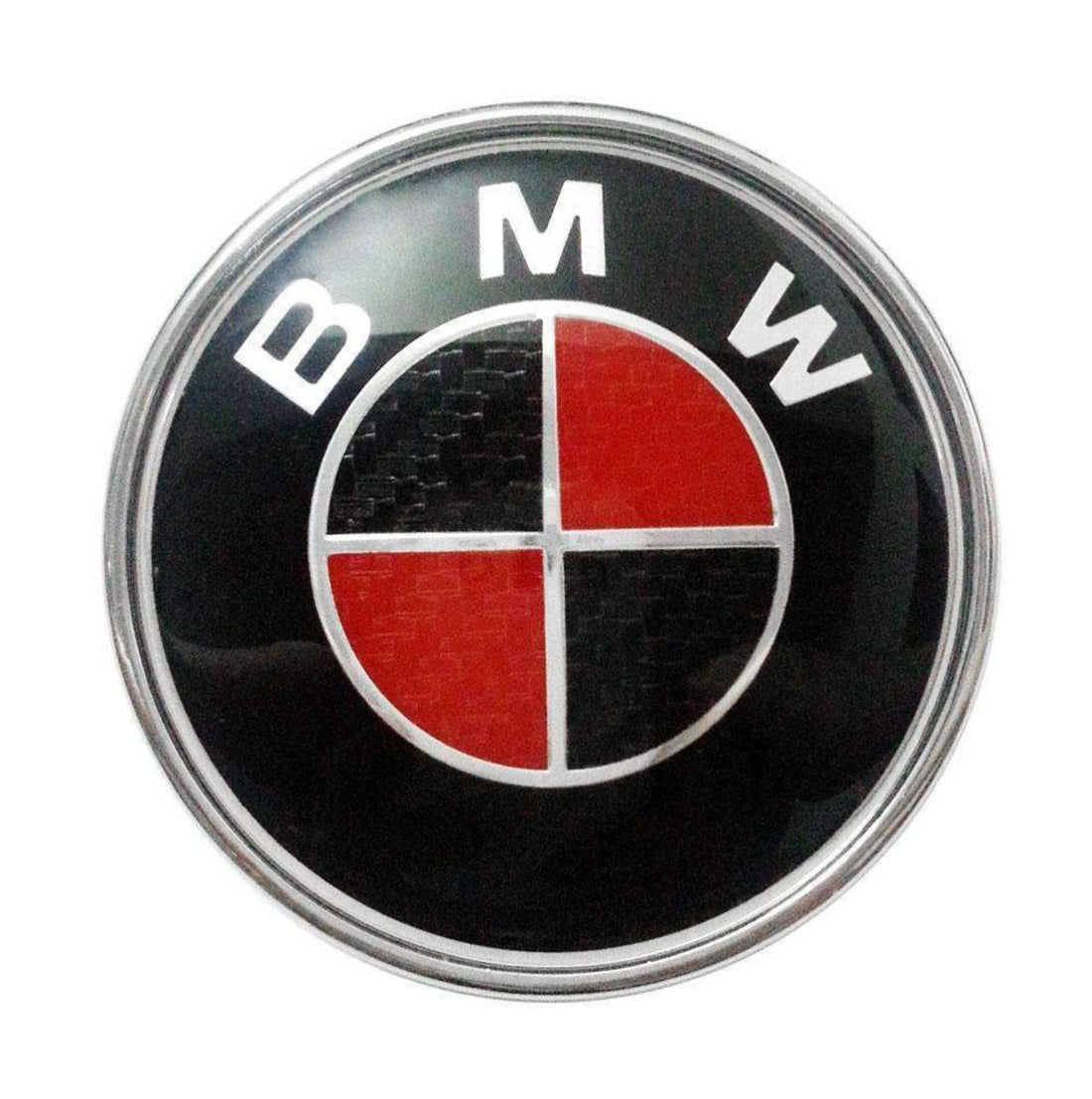 BMW Black &amp; Red Carbon Fiber Wheel Emblem Replacement Set (4 Piece)