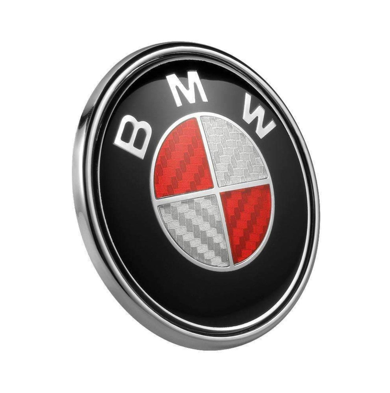 Black White Red Carbon Fiber Wheel Emblem Replacement Set (4 Piece)