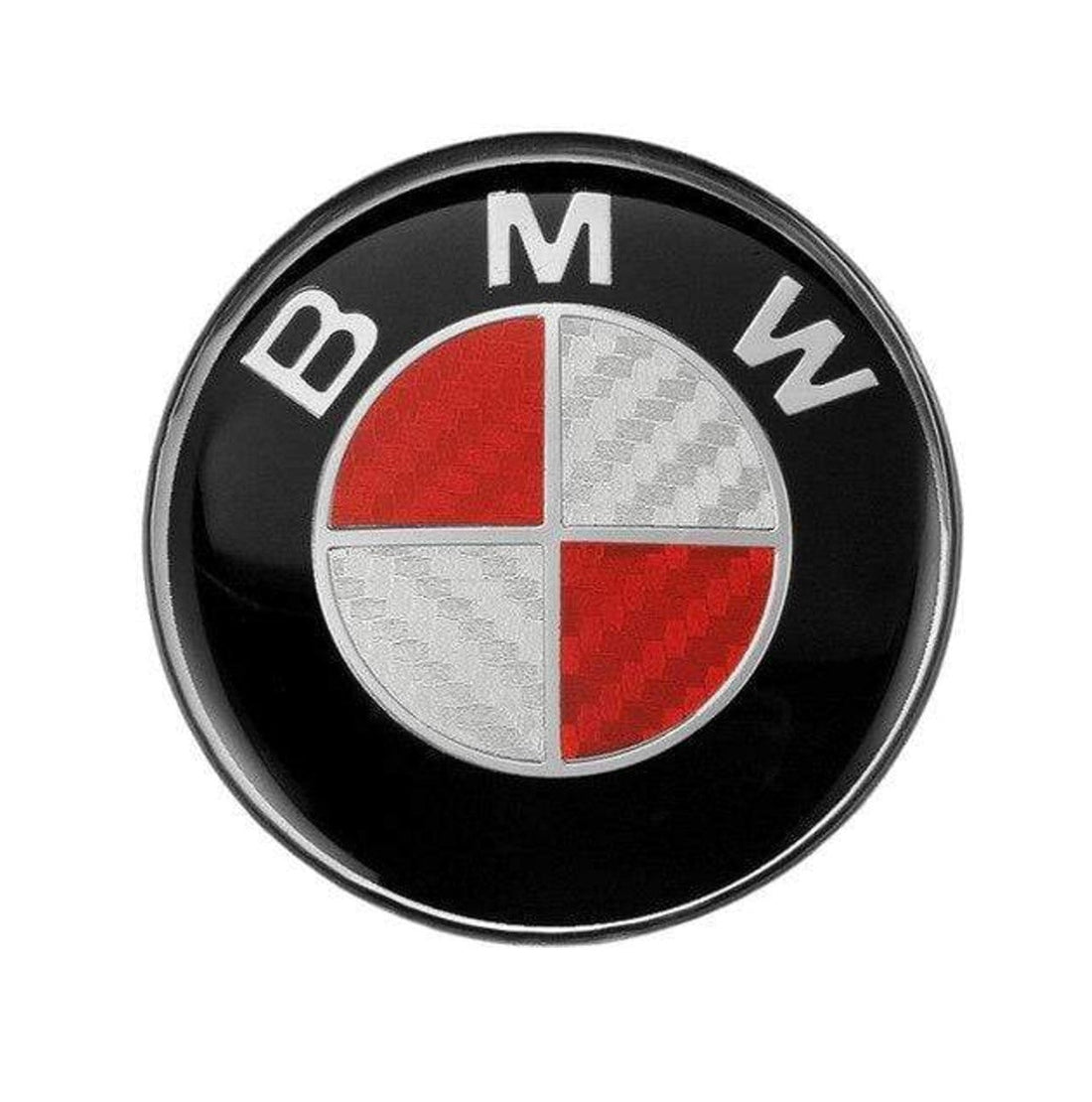 BMW Black White Red Carbon Fiber Wheel Emblem Replacement Set (4 Piece)