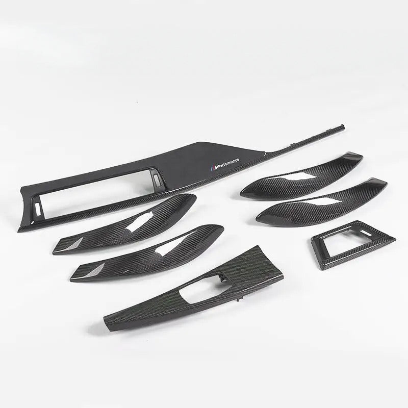Gloss Carbon Fiber &amp; Alcantara Interior Dashboard Center Console Trim Set (10 Pieces) - BMW 3 Series &amp; 4 Series (F30 / F32 / F36)