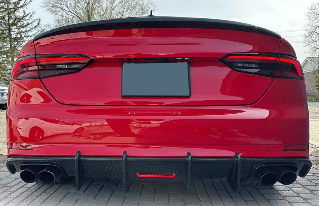 Carbon Fiber F1 LED K Style Rear Diffuser - Audi A3 S-Line / S3 Sedan 8V (2017-2020)