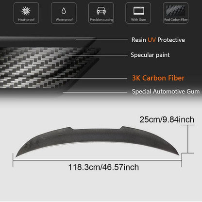 Carbon Fiber Trunk Spoiler PSM High Kick Style - BMW E90 E92 E93 3 Series &amp; M3