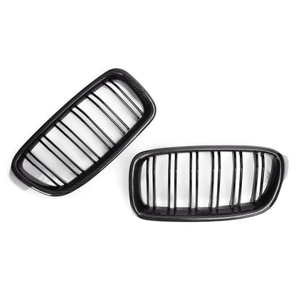 Carbon Fiber Front Kidney Grilles (Dual Slat) - BMW F32 F33 F36